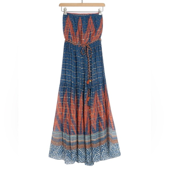NWT Verb by Pallavi Singhee Nora Maxi Dress in Blue Motif Size 8 - Picture 2 of 16